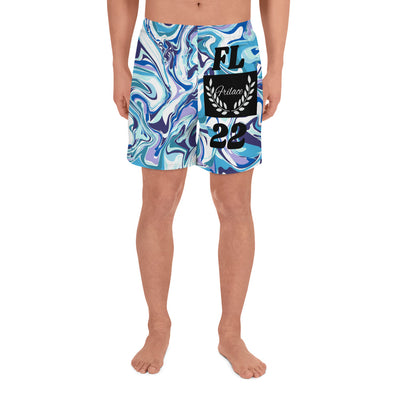 FRILACÈ Men's Athletic Blue Scribble Long Shorts