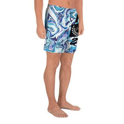 FRILACÈ Men's Athletic Blue Scribble Long Shorts